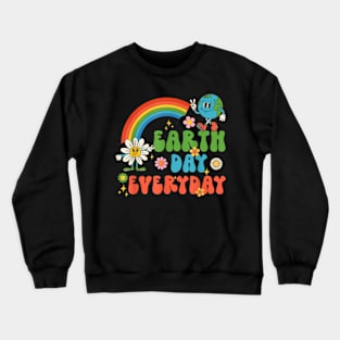 Earth Day Everyday Rainbow Hippie Groovy Save Planet Earth Crewneck Sweatshirt